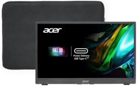 Монитор/ ACER PM181QAbmiux 17,3'', ZeroFrame, UltraThin Black, 16:9, IPS, 1920x1080, 7ms, 250cd, 60Hz, 1xMiniHDMI + 1xType-C(15W) + SPK + Audio Out, Speakers 0.5Wx2,