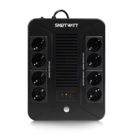 ИБП UPS SAFE PRO 800 линейно-интерактивный, мощность 800/480 ВА/Вт, напольный/настенный, LED индикация, Shuko CEE7/4 - 8 шт. (4 шт. с резервным питанием, 4 шт. - сетевой фильтр)