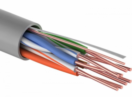 Кабель информационный U/UTP категория 5е 4х2х24AWG(0,50мм) 100м CCA (омедненка) PVC solid серый PROCONNECT(01-0043-3-100)