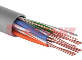 Кабель информационный U/UTP категория 5е 4х2х24AWG(0,50мм) 305м (медь) PVC solid серый REXANT (01-0043)