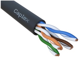 Кабель Caplex Cat5e 4 пары UTP PE (внешний), чёрный, коробка 305 м