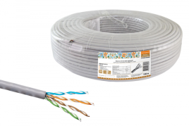 Кабель информационный U/UTP категория 5е 4х2х24AWG 100м CCA (омедненка) PVC solid серый народный