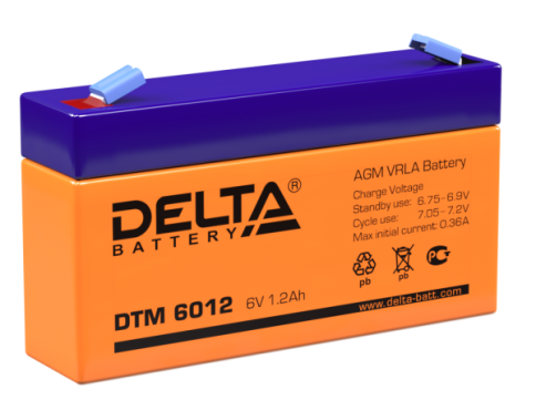 АКБ Delta DTM 6012 (6V, 1,2Ah) фото 1