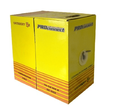 Кабель информационный U/UTP категория 5е 2х2х24AWG(0,48мм) 305м (медь) PVC solid серый (01-0027) PROCONNECT фото 1