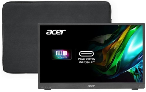 Монитор/ ACER PM181QAbmiux 17,3'', ZeroFrame, UltraThin Black, 16:9, IPS, 1920x1080, 7ms, 250cd, 60Hz, 1xMiniHDMI + 1xType-C(15W) + SPK + Audio Out, Speakers 0.5Wx2, фото 1