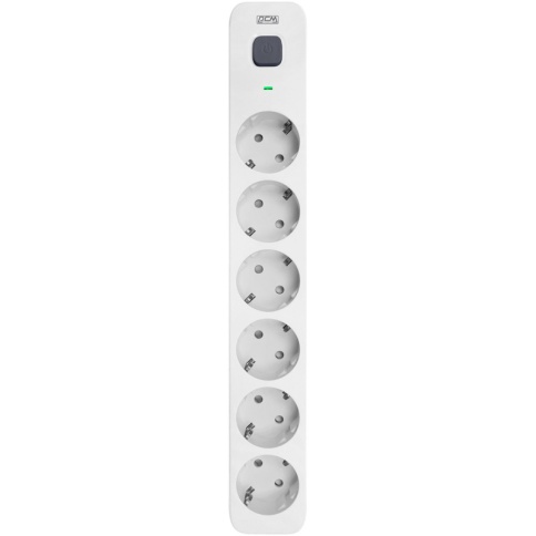 Фильтр-удлинитель PowerCom SP-06W 3.0M, 6 розеток, белый фото 1