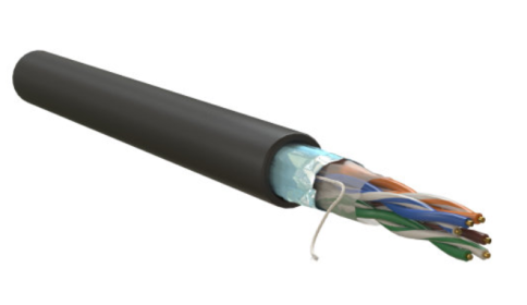 Кабель информационный F/UTP категория 5е 4х2х24AWG(0,50мм) 305м (медь) PE OUTDOOR solid черный WRLine фото 1