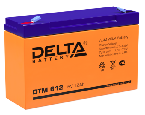 АКБ Delta DTM 612 (6V, 12Ah) фото 1