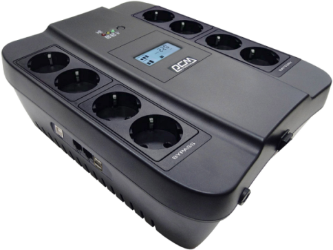 ИБП SPD-900U LCD, линейно-интерактивный, цифровой дисплей,  900 ВA, 540 Вт, 4 евророзетки с резервным питанием, 4 евророзетки с фильтрацией, USB,  защита RJ45/RJ11, батарея свинцово-кислотная 12В 9Ач, ШхГхВ 285х232х103мм, 7.5 кг/ UPS SPD-900U LCD, line-in фото 1