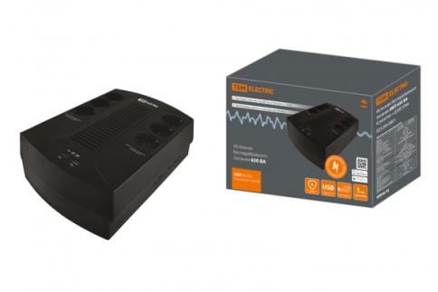 Источник бесперебойного питания ИБП 650 ВА 6 розеток +2USB TDM фото 1