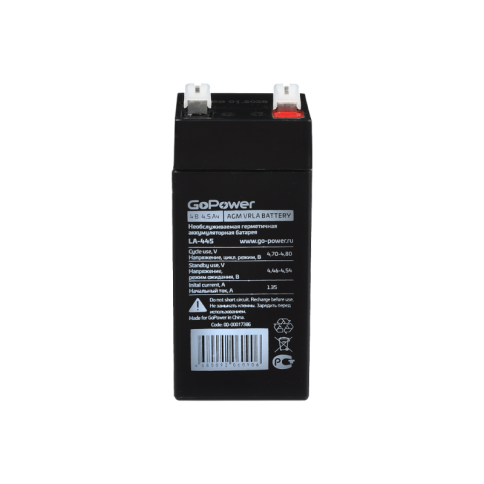 Аккумулятор свинцово-кислотный GoPower LA-445 4V 4.5Ah фото 1
