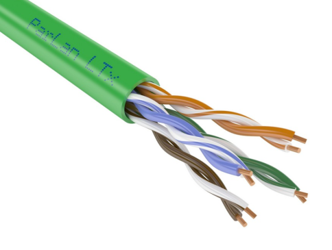 Кабель информационный U/UTP категория 5е 4х2х24AWG(0,52мм) 305м (медь) PVCLS нг(А)-LSLTx solid зеленый ParLan (кратно 305) фото 1