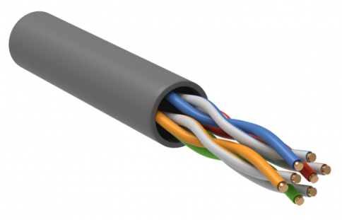 U/UTP кат.5Е 4x2х24AWG solid LSZH серый Кабель витая пара ITK (бухта 100) фото 1