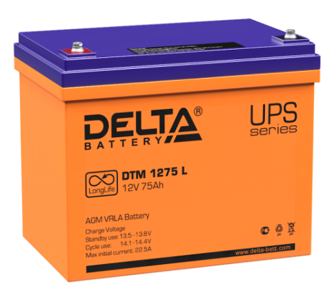 АКБ Delta DTM 1275 I (12V, 75Ah) фото 1