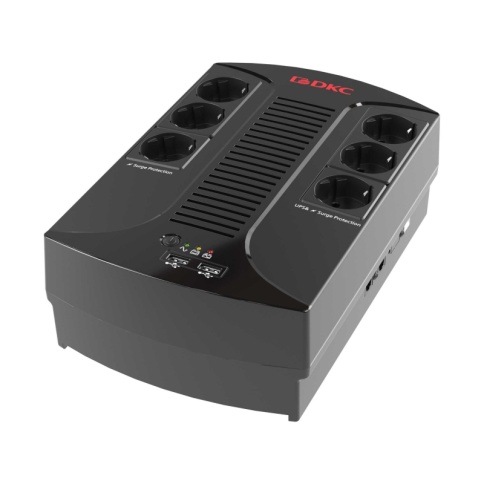 Линейно-интерактивный ИБП ДКС серии Info PDU, 600 ВА/360 Вт, 1/1, 6xSchuko, USB для зарядки (2), USB + RJ11, 1x7Aч фото 1