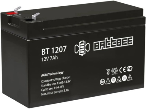 Аккумулятор 12В 7Ач Battbee фото 1